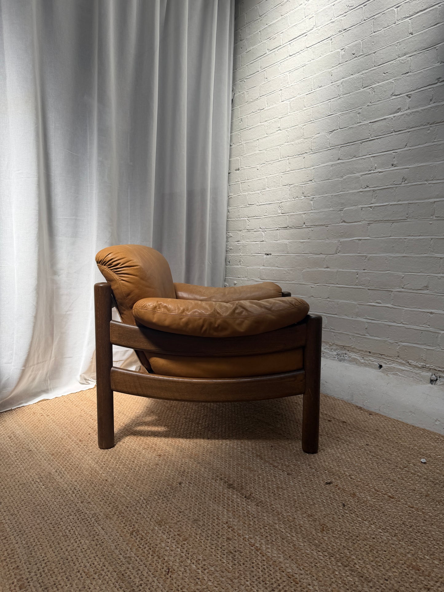 70S GERMAN BRUTALIST LEATHER ARMCHAIR