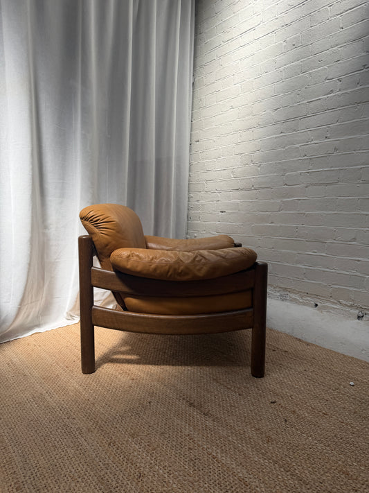 70S GERMAN BRUTALIST LEATHER ARMCHAIR