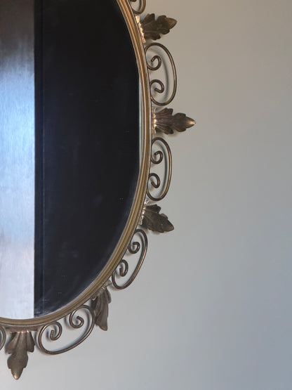 SMALL BRASS SUNBURST LEAF MIRROR