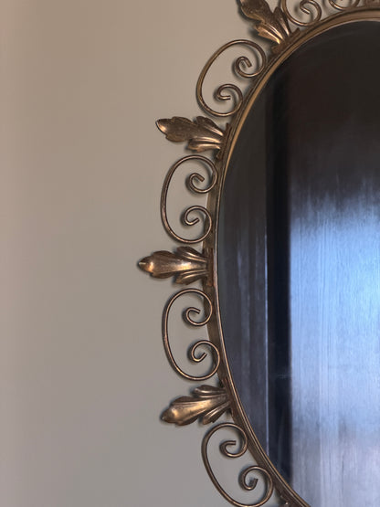 SMALL BRASS SUNBURST LEAF MIRROR