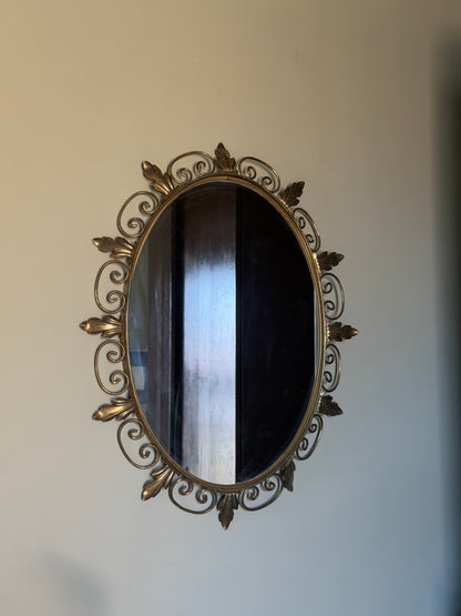 SMALL BRASS SUNBURST LEAF MIRROR