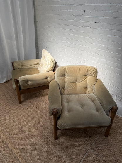 70S GERMAN CORD ARM CHAIR - ONE