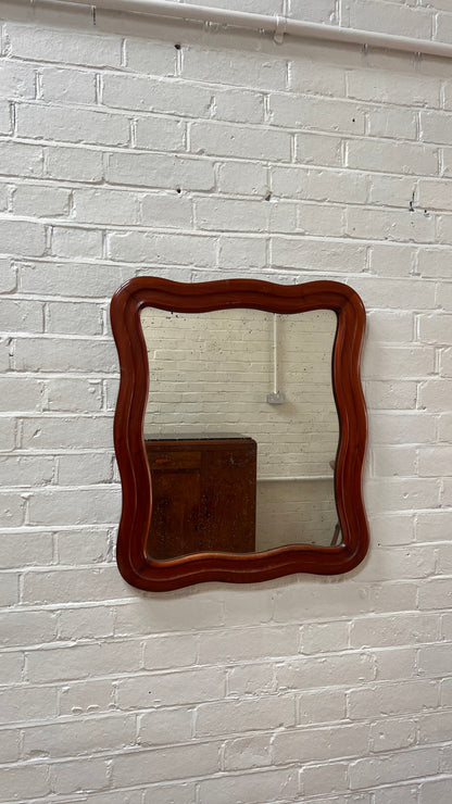 FOXED WOODEN WAVY MIRROR