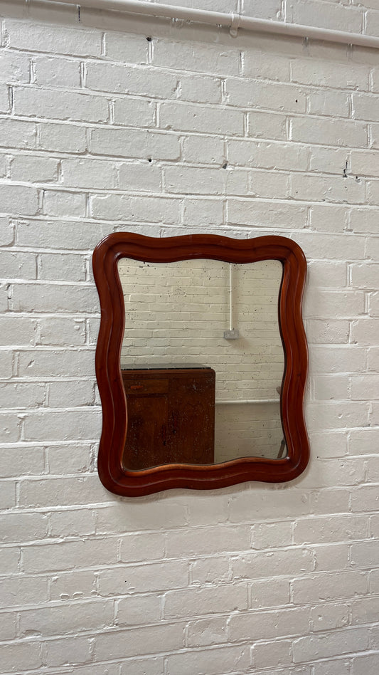 FOXED WOODEN WAVY MIRROR