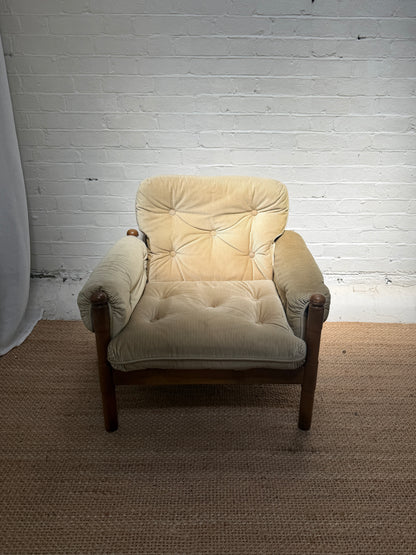 70S GERMAN CORD ARM CHAIR - ONE