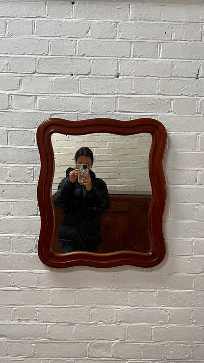 FOXED WOODEN WAVY MIRROR