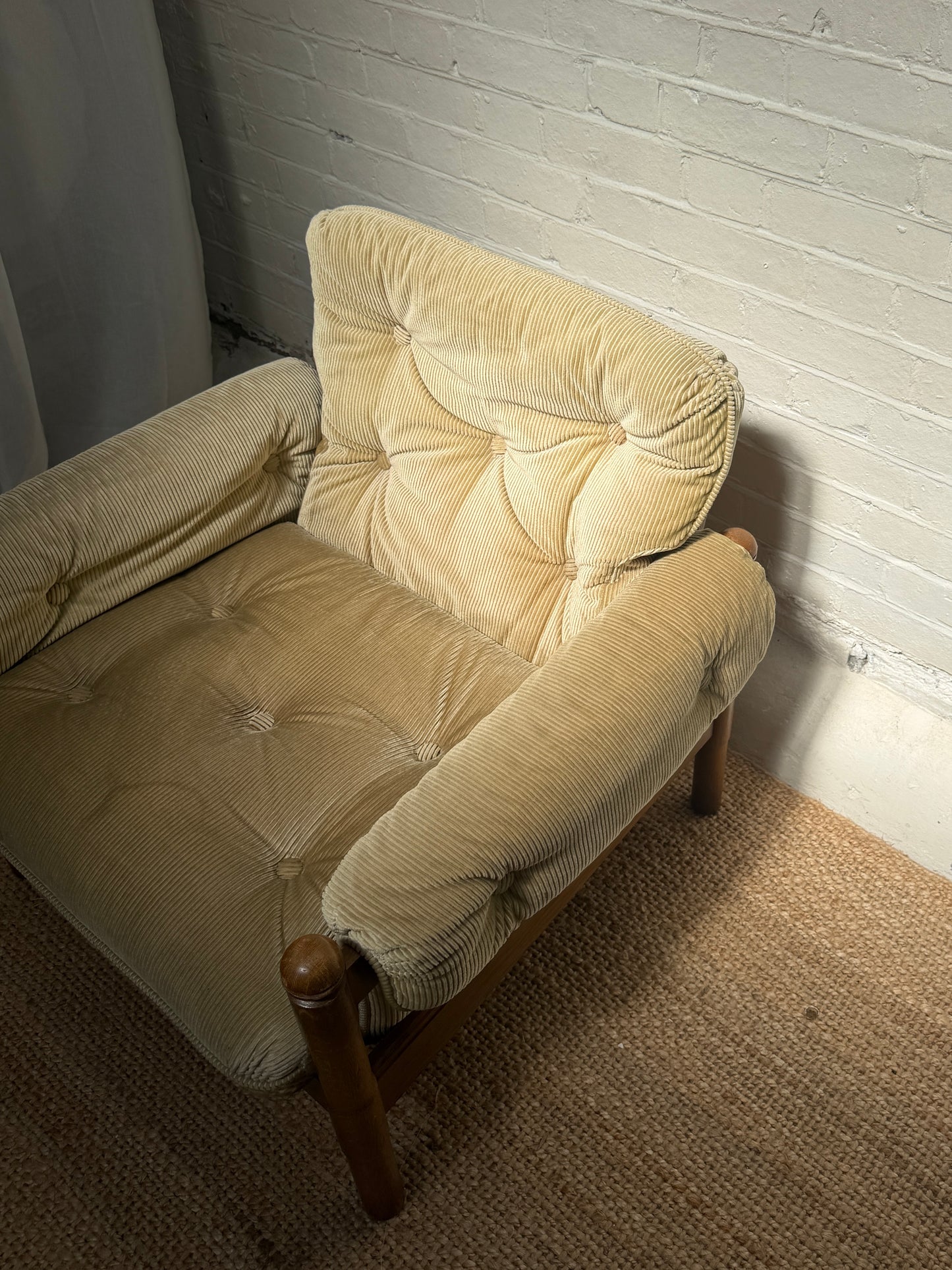 70S GERMAN CORD ARM CHAIR - ONE