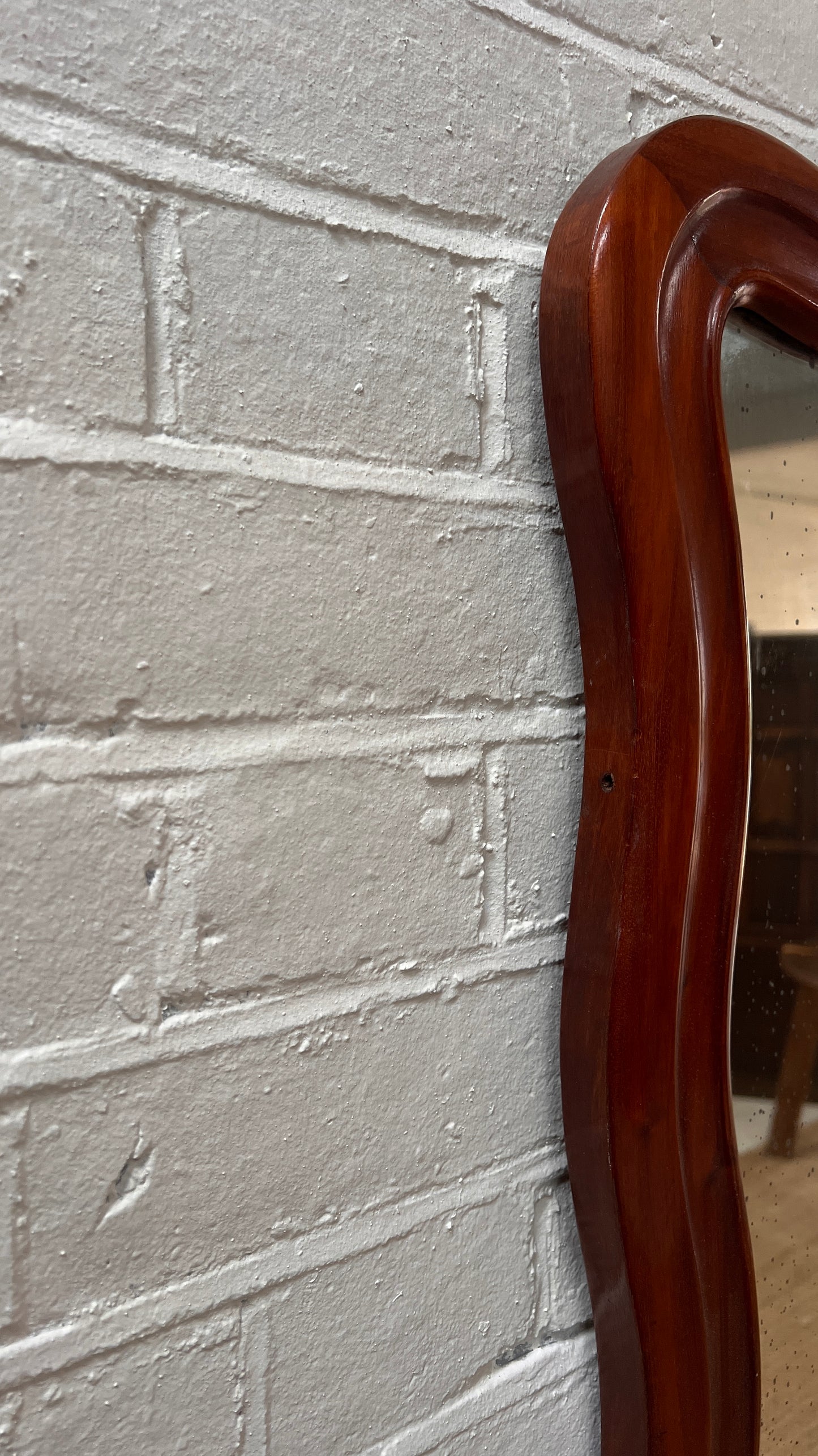FOXED WOODEN WAVY MIRROR