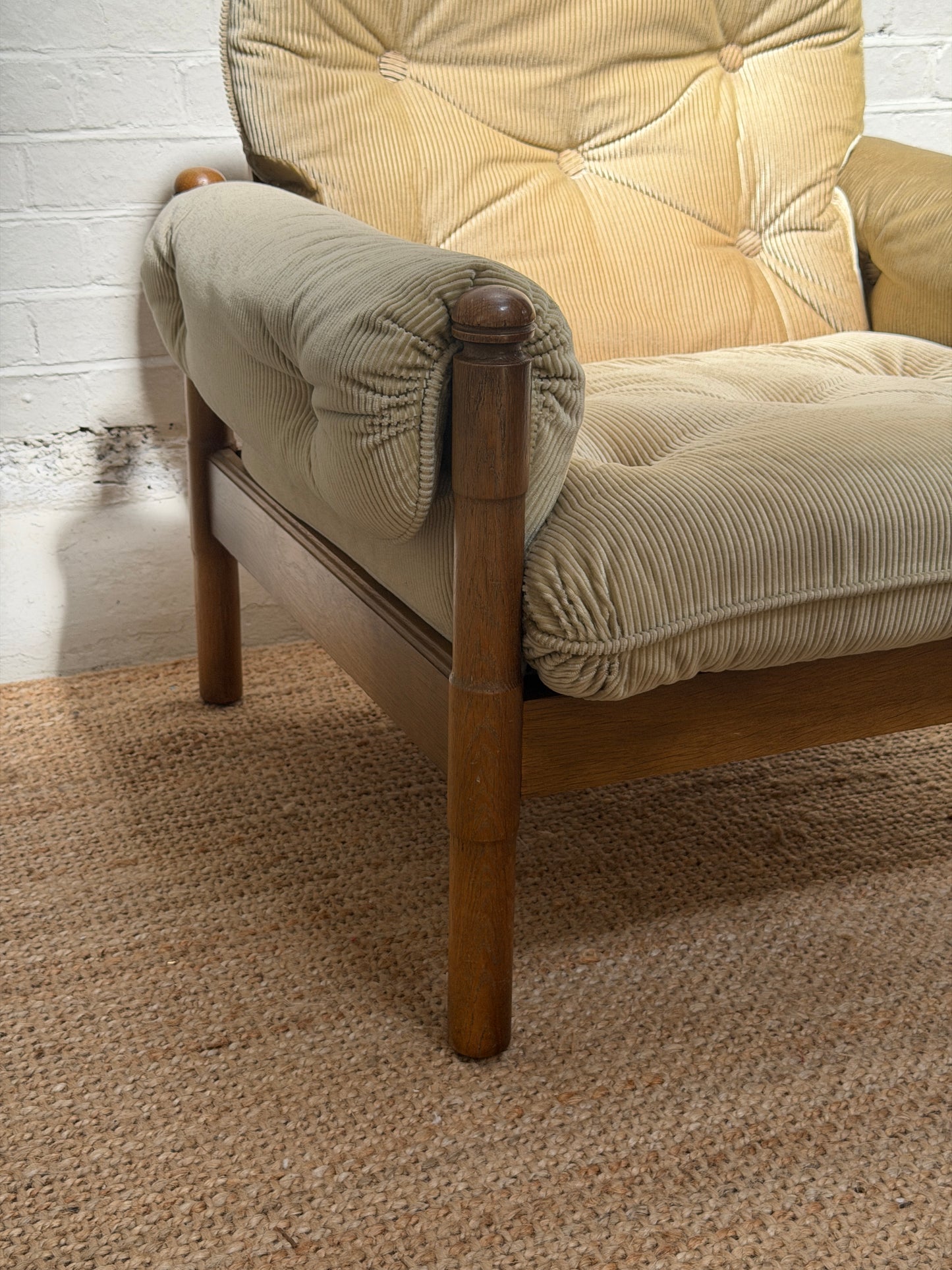 70S GERMAN CORD ARM CHAIR - ONE