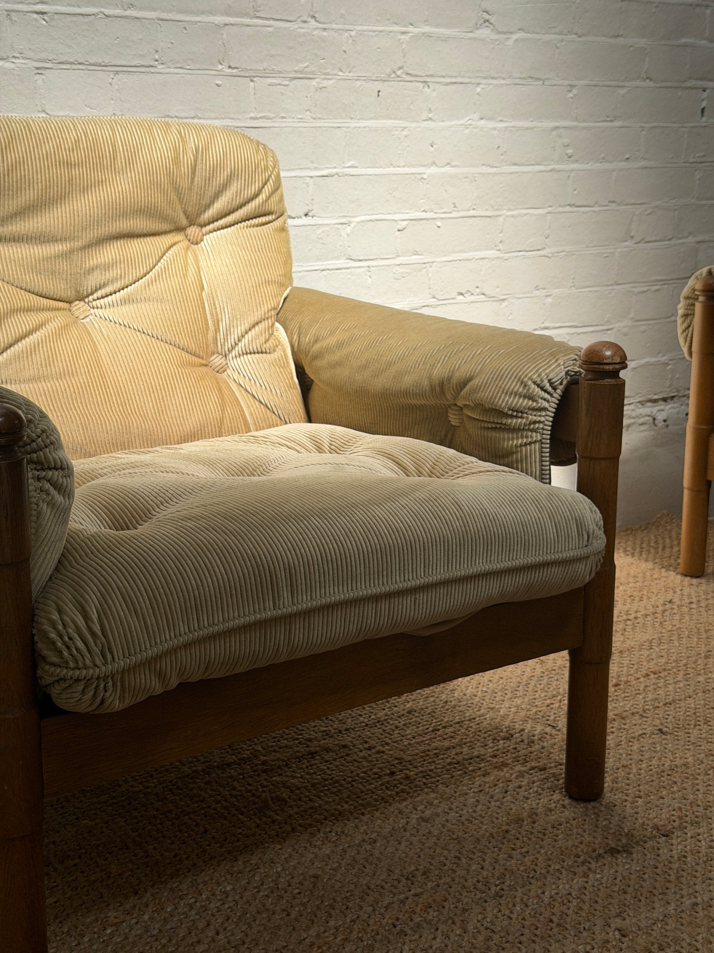 70S GERMAN CORD ARM CHAIR - ONE