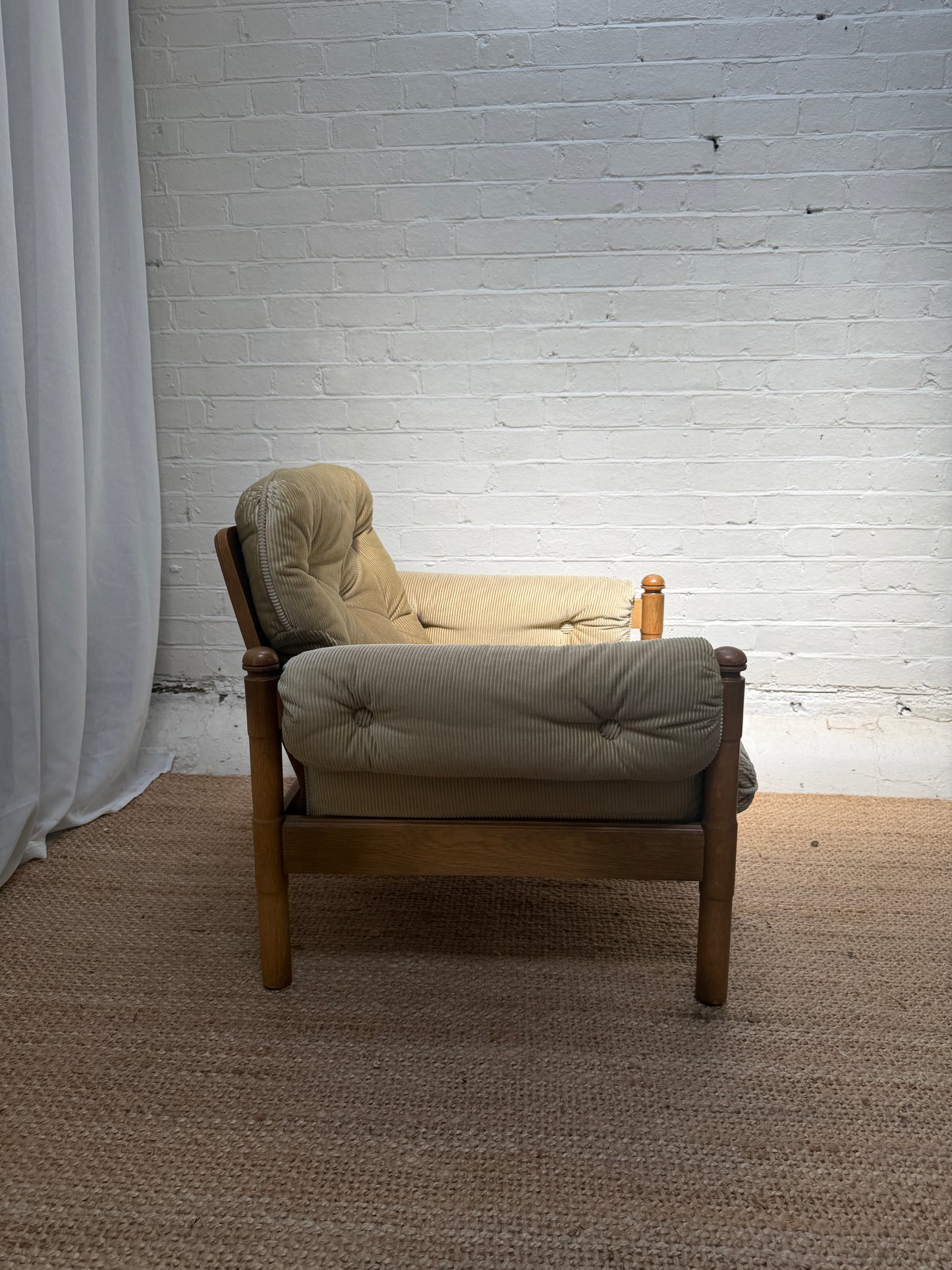 70S GERMAN CORD ARM CHAIR - ONE
