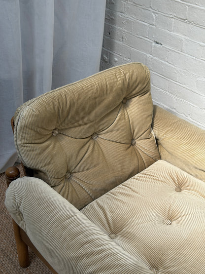 70S GERMAN CORD ARM CHAIR - ONE
