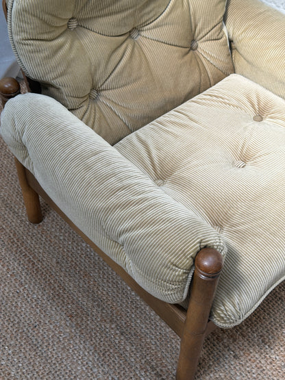 70S GERMAN CORD ARM CHAIR - ONE