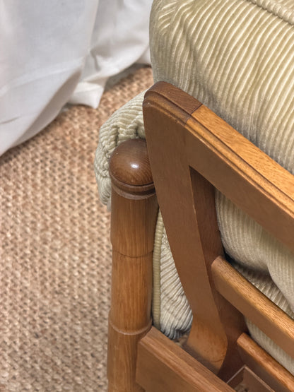 70S GERMAN CORD ARM CHAIR - ONE