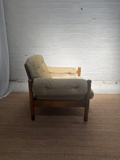 70S GERMAN CORD ARM CHAIR - TWO