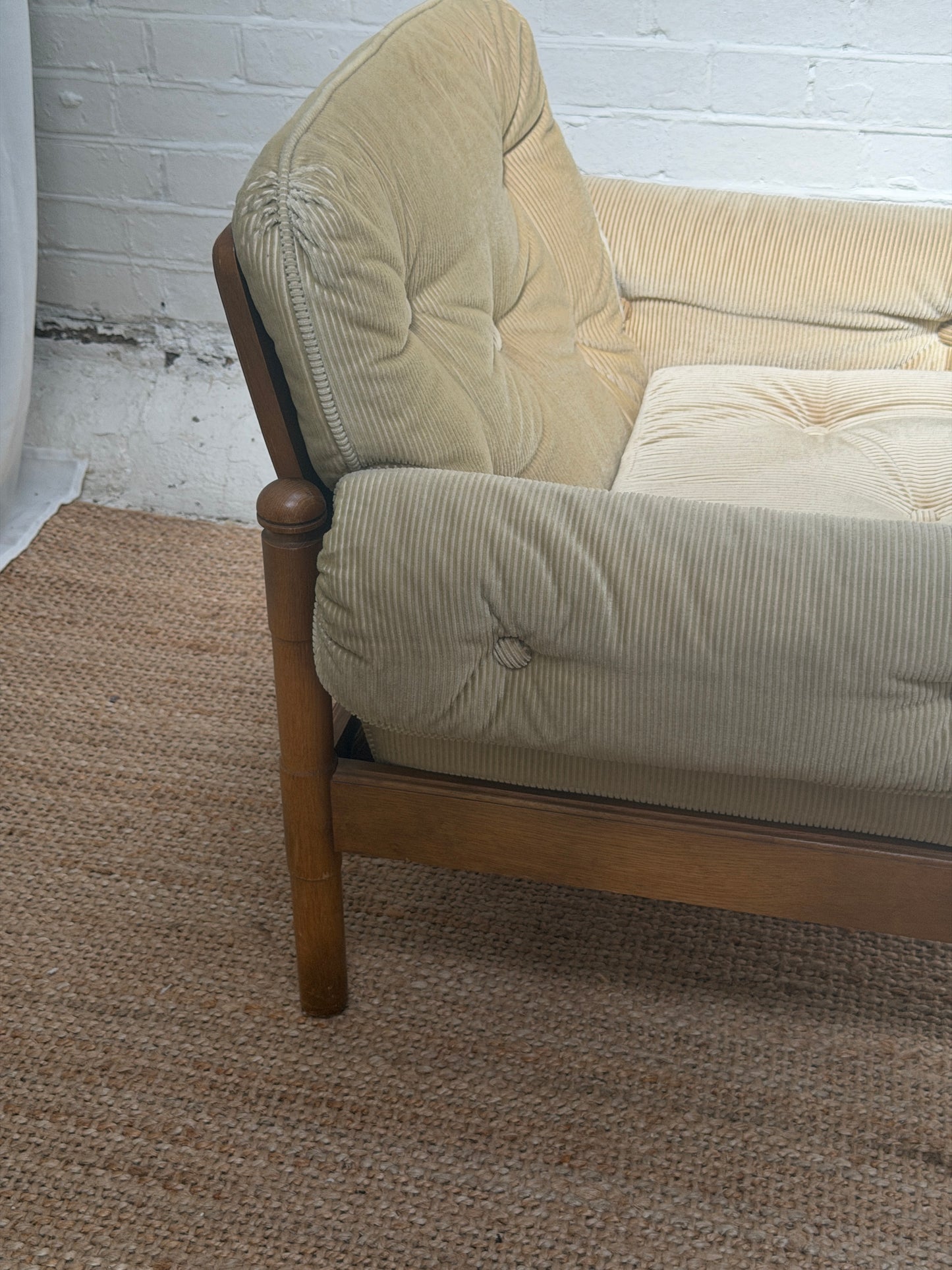 70S GERMAN CORD ARM CHAIR - TWO