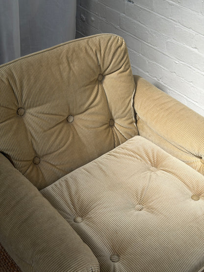 70S GERMAN CORD ARM CHAIR - TWO