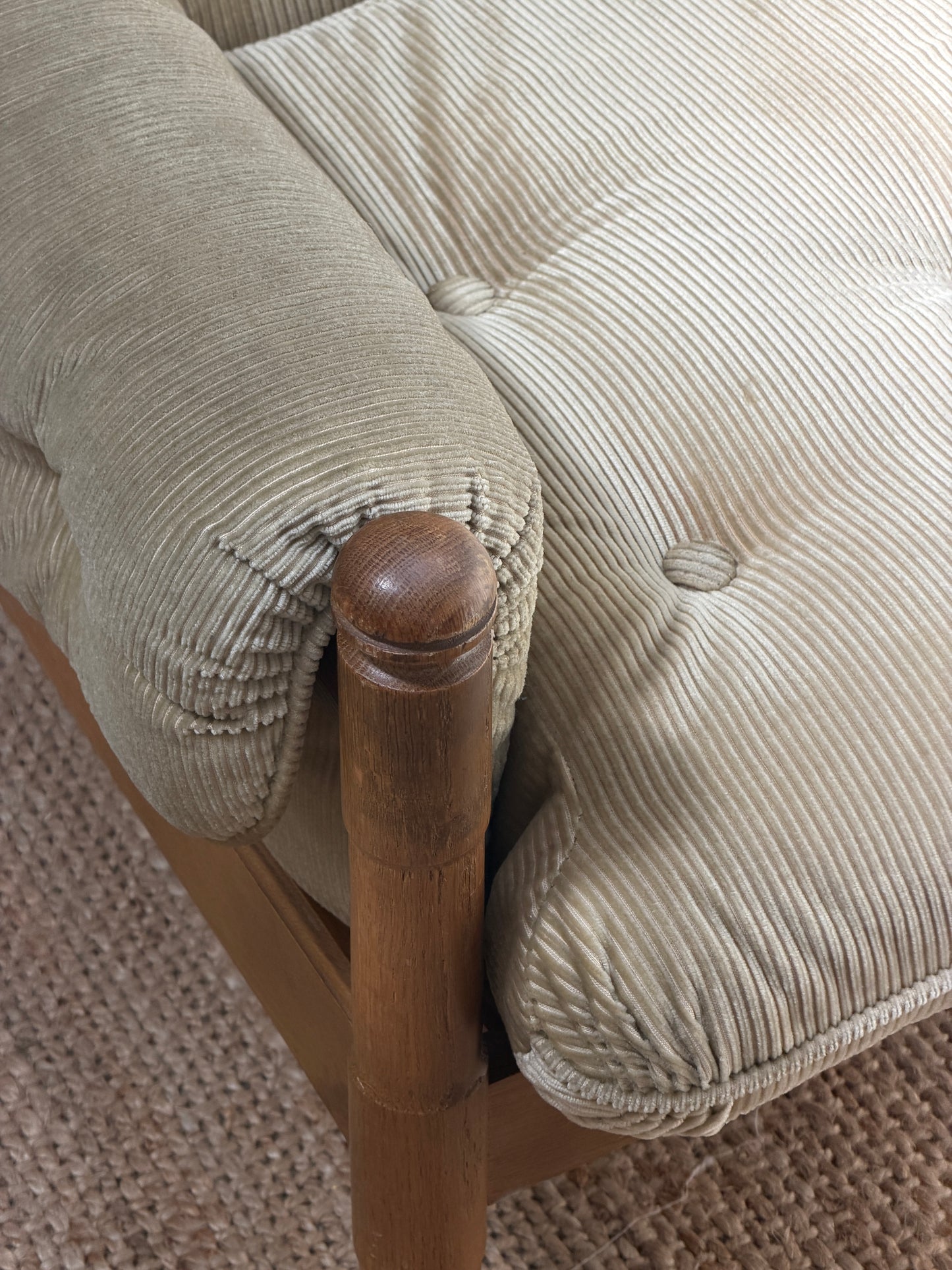 70S GERMAN CORD ARM CHAIR - TWO