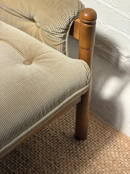 70S GERMAN CORD ARM CHAIR - TWO