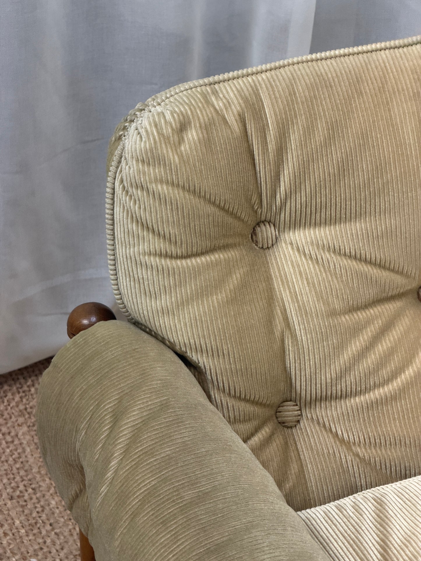 70S GERMAN CORD ARM CHAIR - TWO