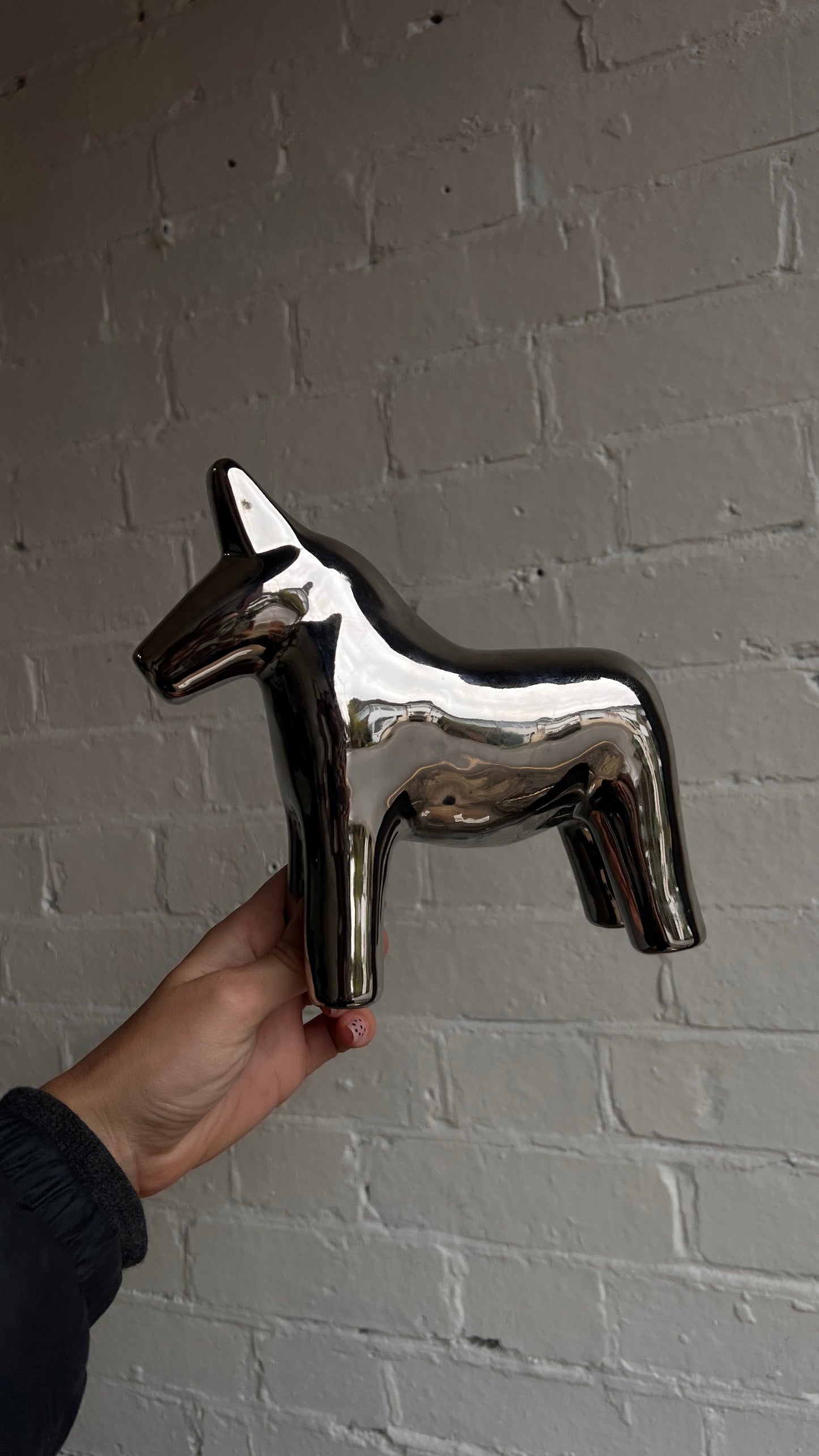 VINTAGE CERAMIC CHROME DALA HORSE