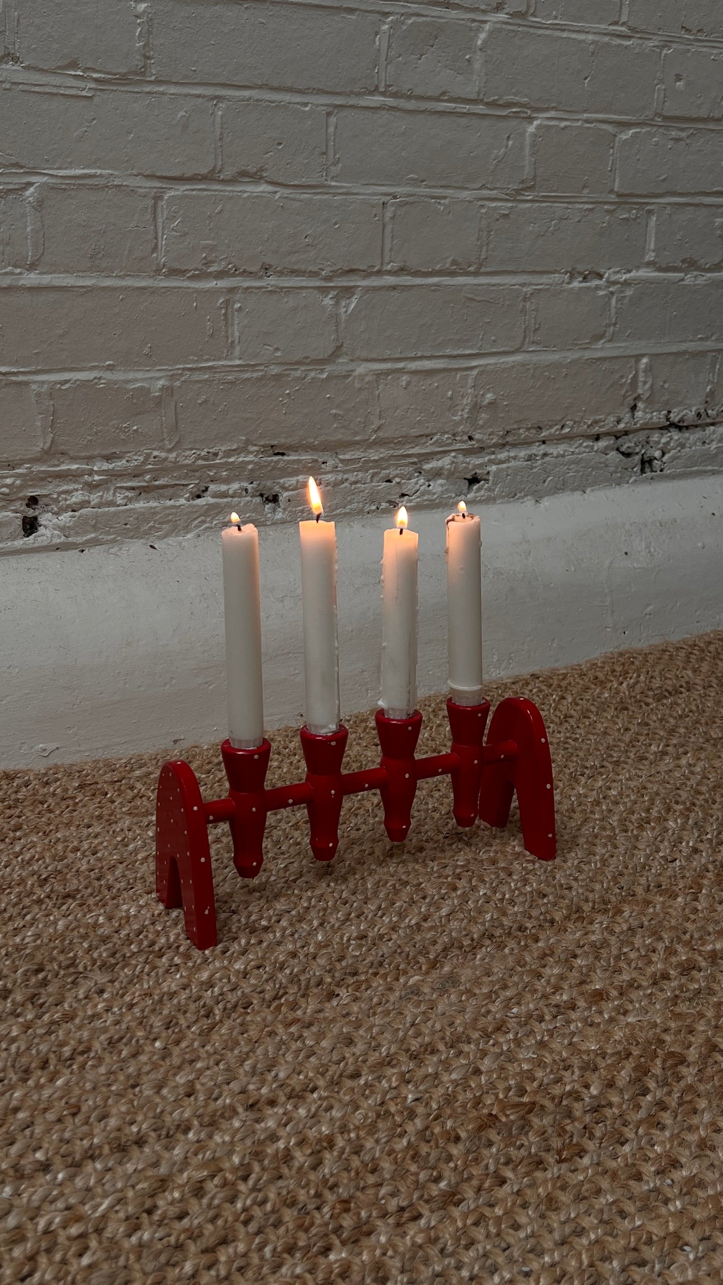 RED POLKA DOT CANDLE HOLDER