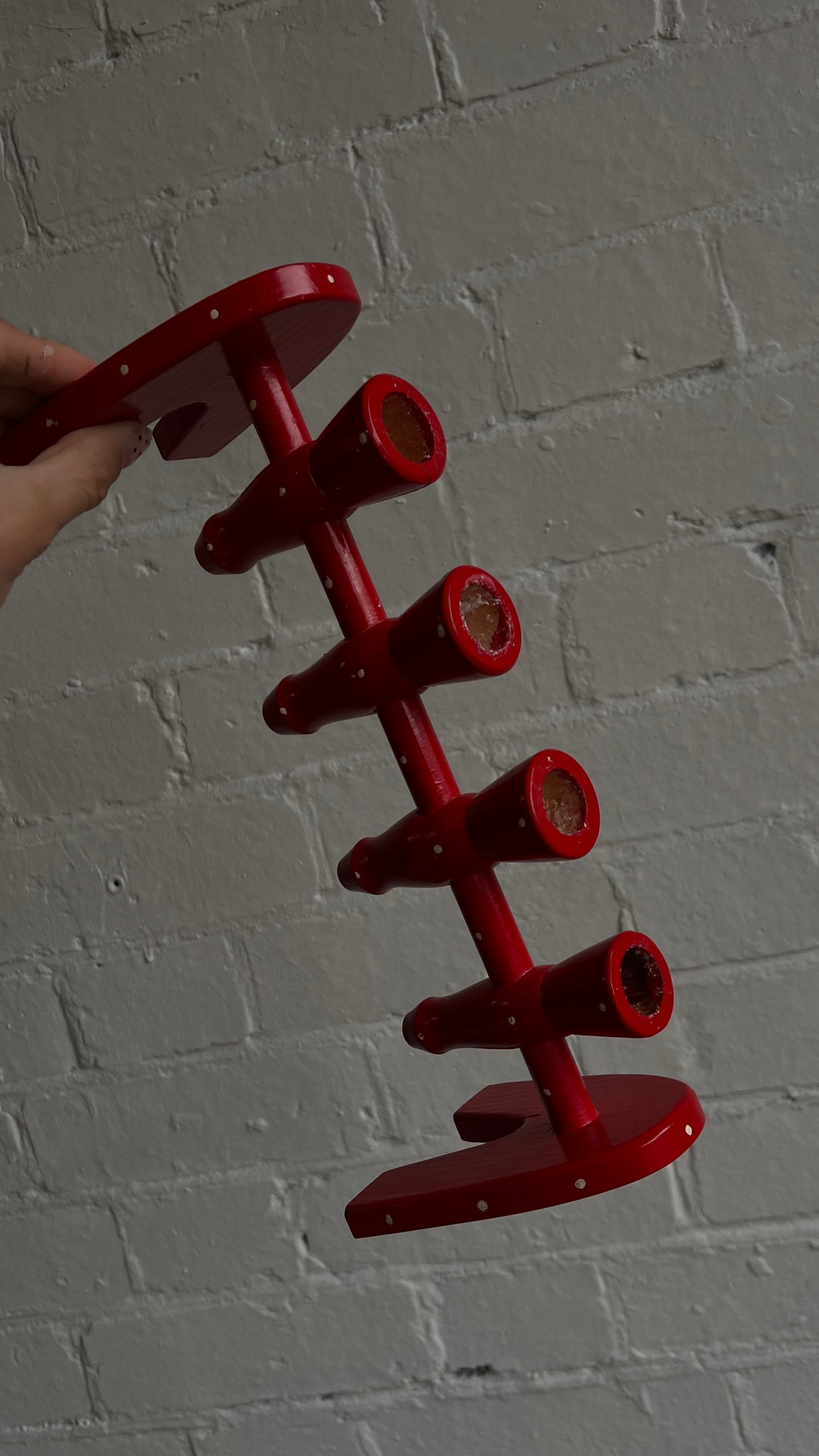 RED POLKA DOT CANDLE HOLDER