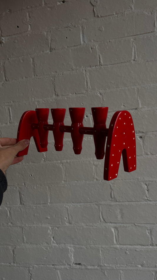 RED POLKA DOT CANDLE HOLDER