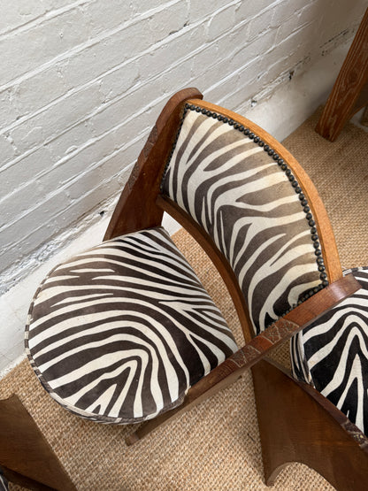 SET OF FOUR ZEBRA ART DECO DINING CHAIRS