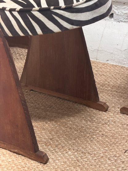 SET OF FOUR ZEBRA ART DECO DINING CHAIRS