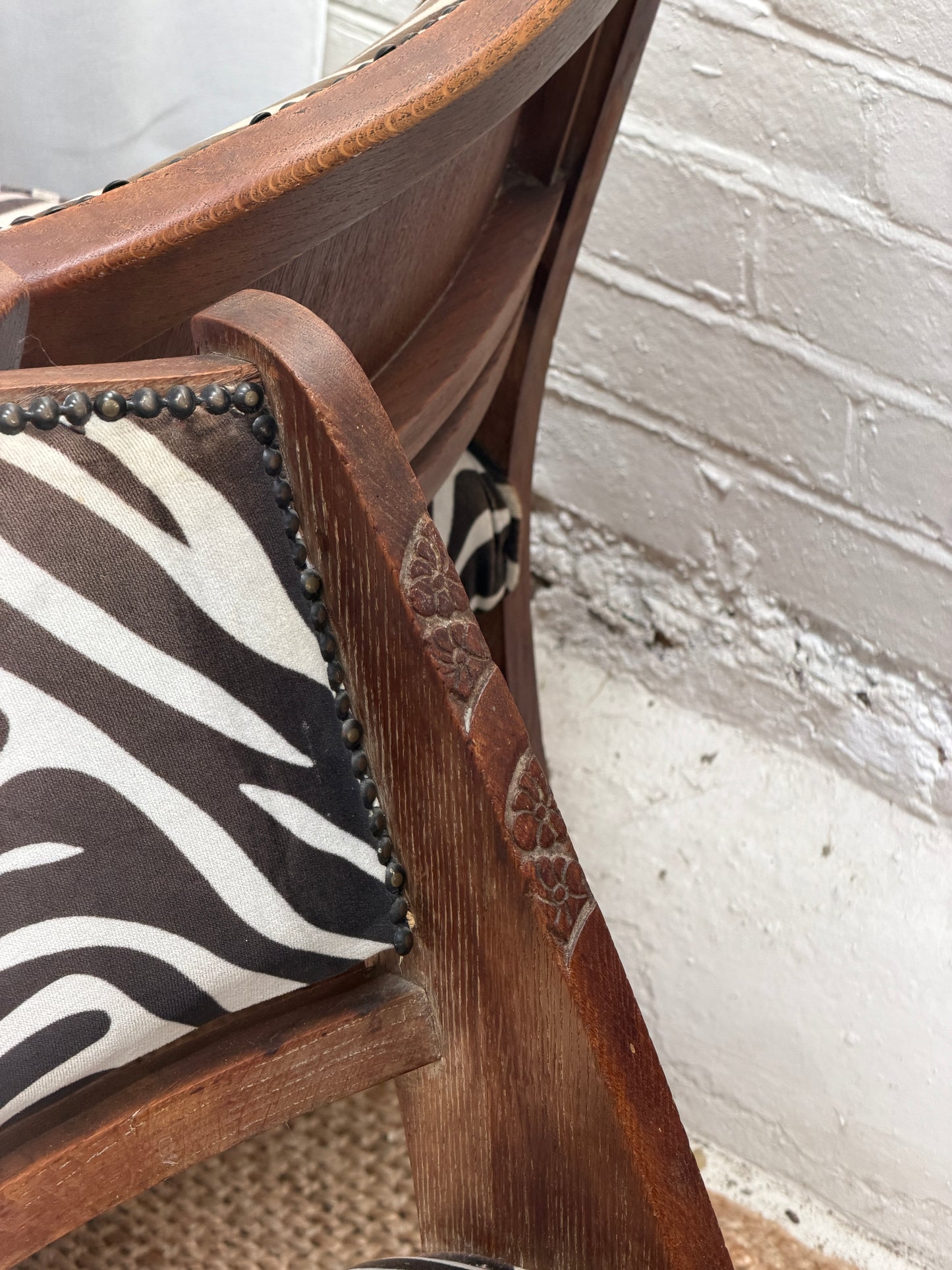 SET OF FOUR ZEBRA ART DECO DINING CHAIRS
