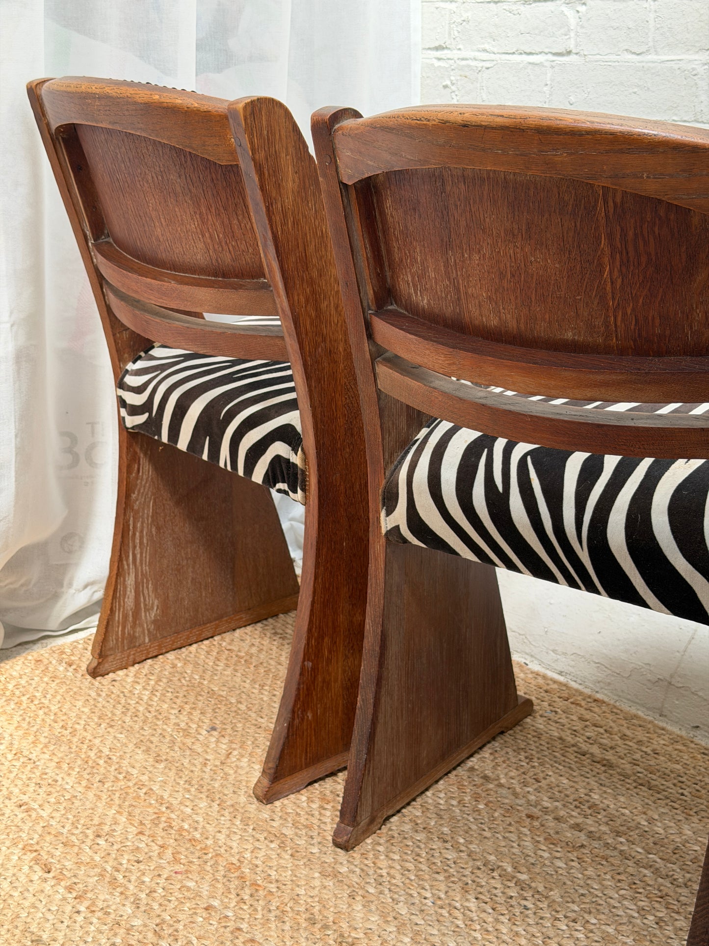 SET OF FOUR ZEBRA ART DECO DINING CHAIRS