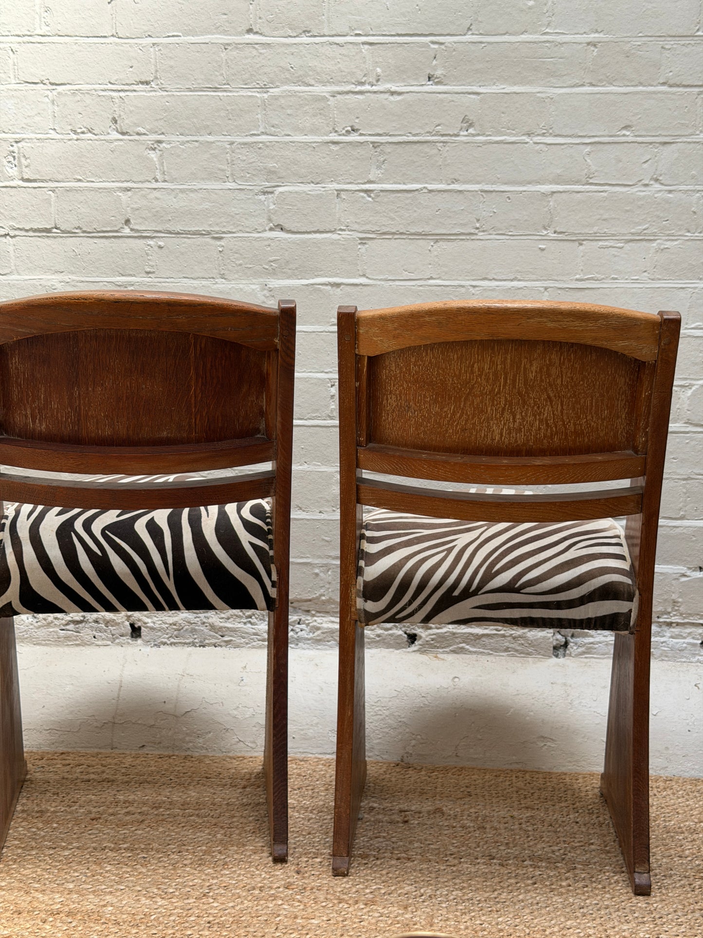 SET OF FOUR ZEBRA ART DECO DINING CHAIRS