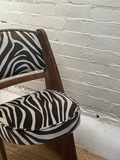 SET OF FOUR ZEBRA ART DECO DINING CHAIRS