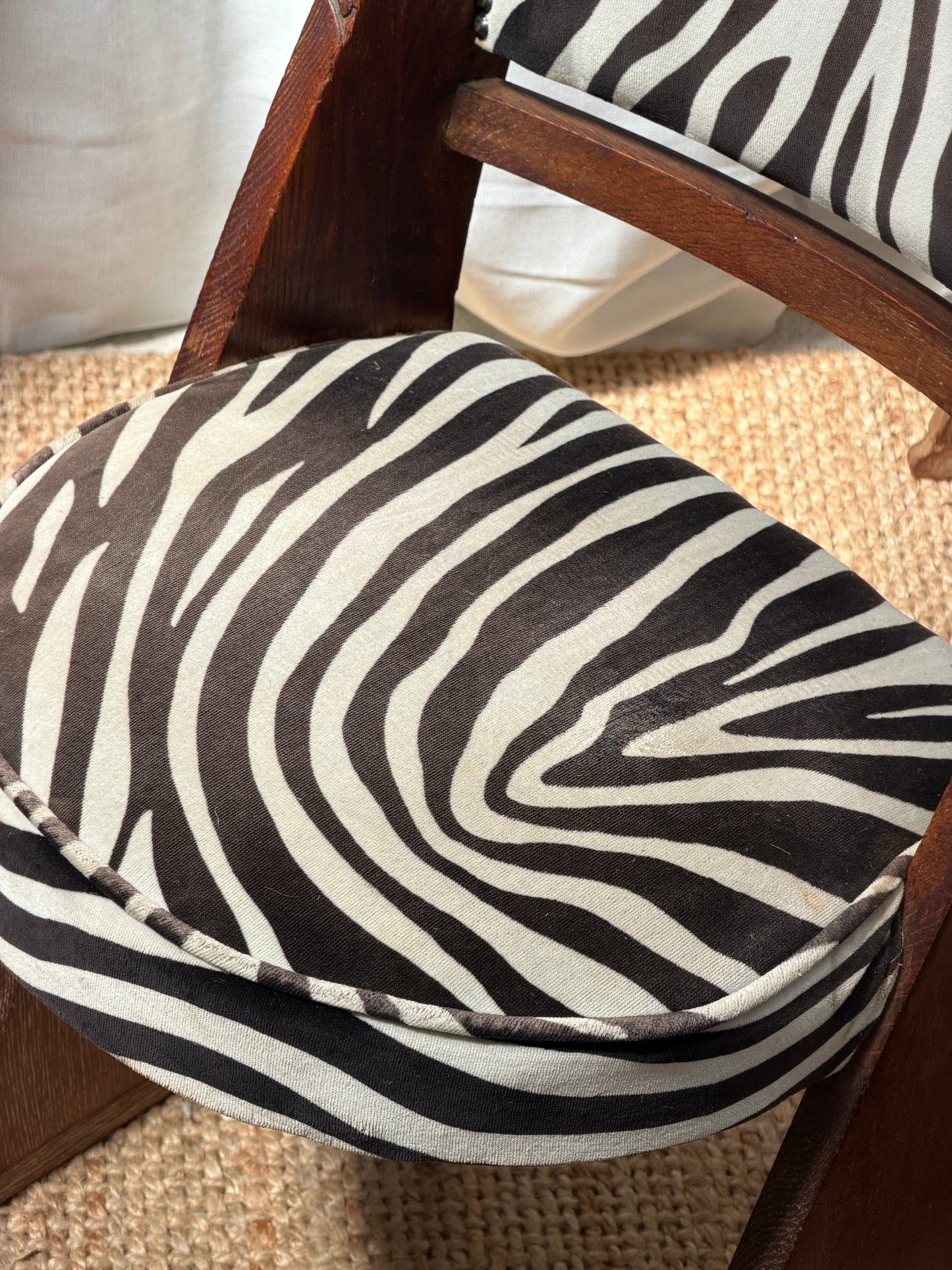 SET OF FOUR ZEBRA ART DECO DINING CHAIRS