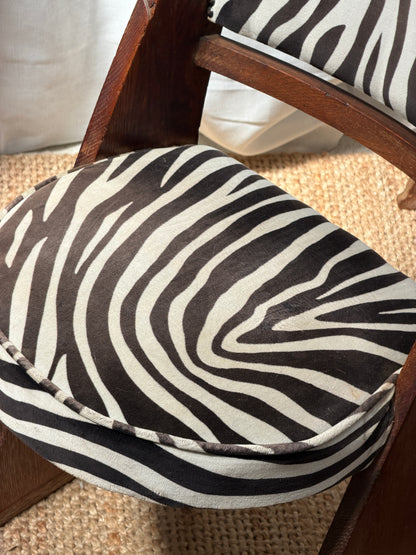 SET OF FOUR ZEBRA ART DECO DINING CHAIRS
