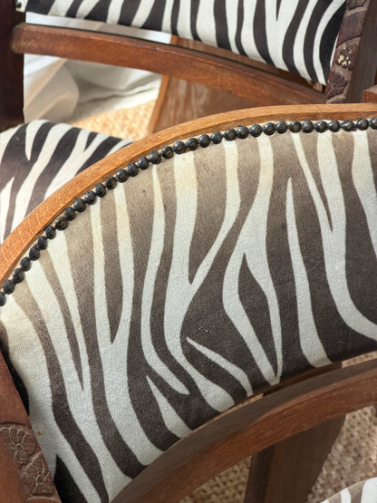 SET OF FOUR ZEBRA ART DECO DINING CHAIRS