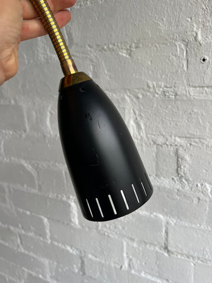 PAIR OF BLACK & BRASS SWEDISH WALL LIGHTS