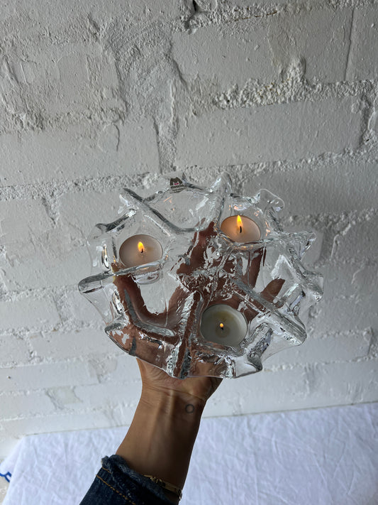 GLASS CANDLE LIGHT TRAY, MUURLA FINLAND