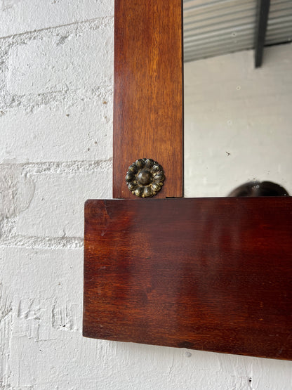 SWEDISH BRASS FLOWER WOOD MIRROR