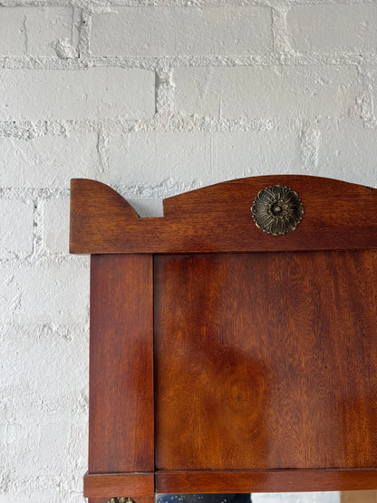 SWEDISH BRASS FLOWER WOOD MIRROR