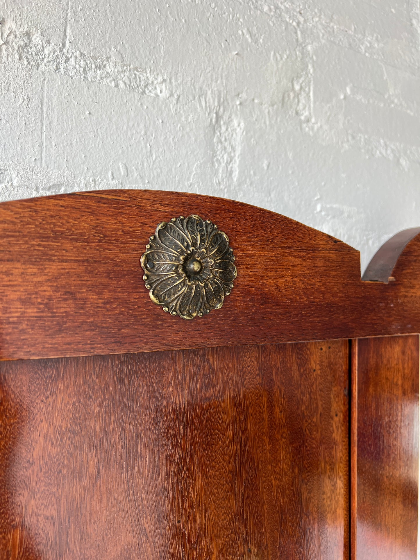 SWEDISH BRASS FLOWER WOOD MIRROR