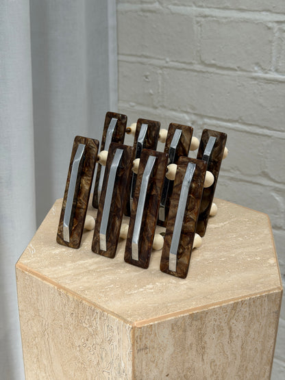 60S MOTTLED BROWN & CHROME PULL HANDLES