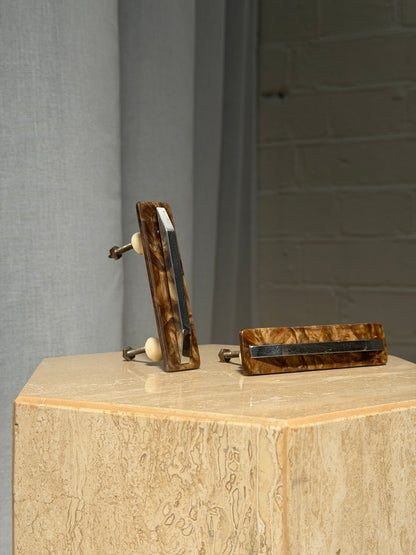 60S MOTTLED BROWN & CHROME PULL HANDLES