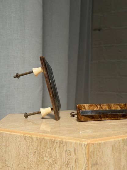 60S MOTTLED BROWN & CHROME PULL HANDLES