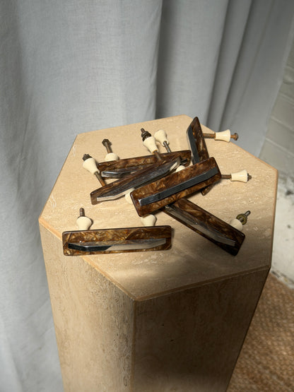 60S MOTTLED BROWN & CHROME PULL HANDLES