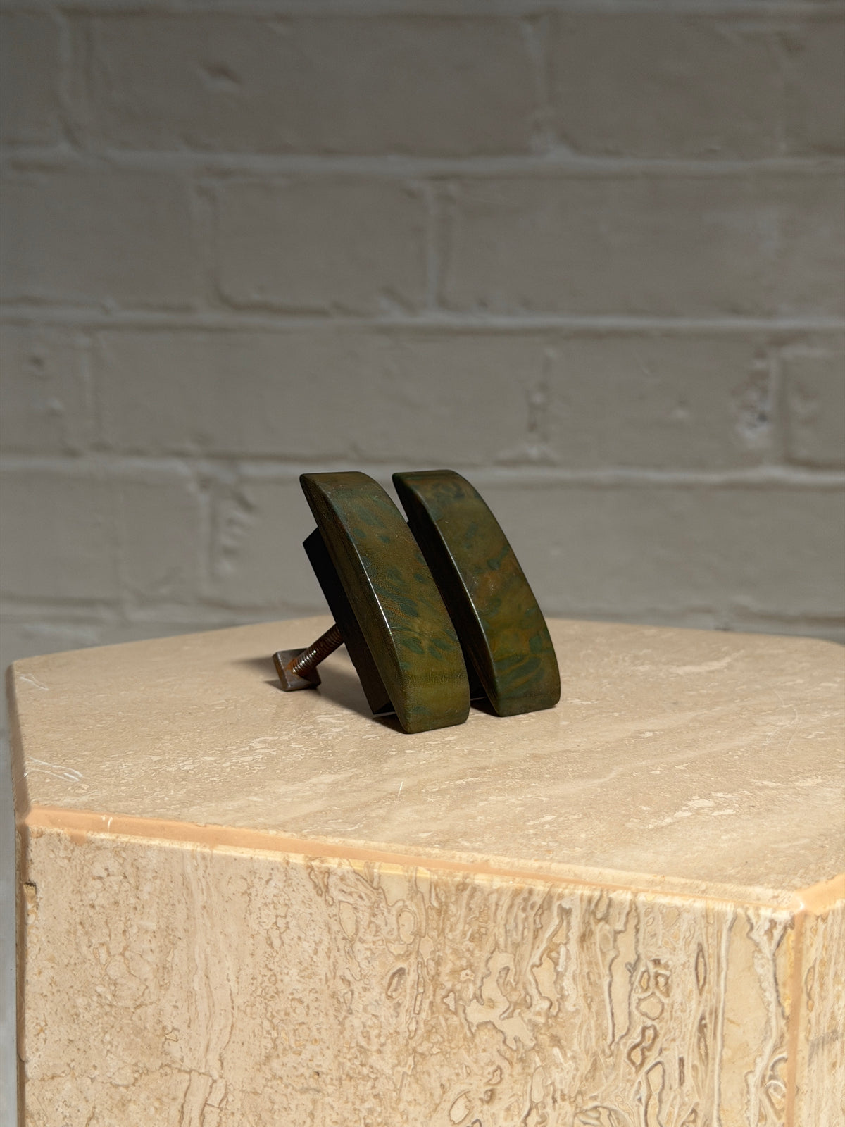 PAIR OF GREEN LUCITE HANDLES