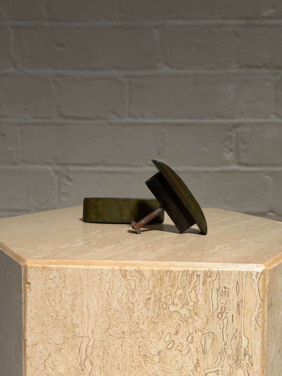 PAIR OF GREEN LUCITE HANDLES