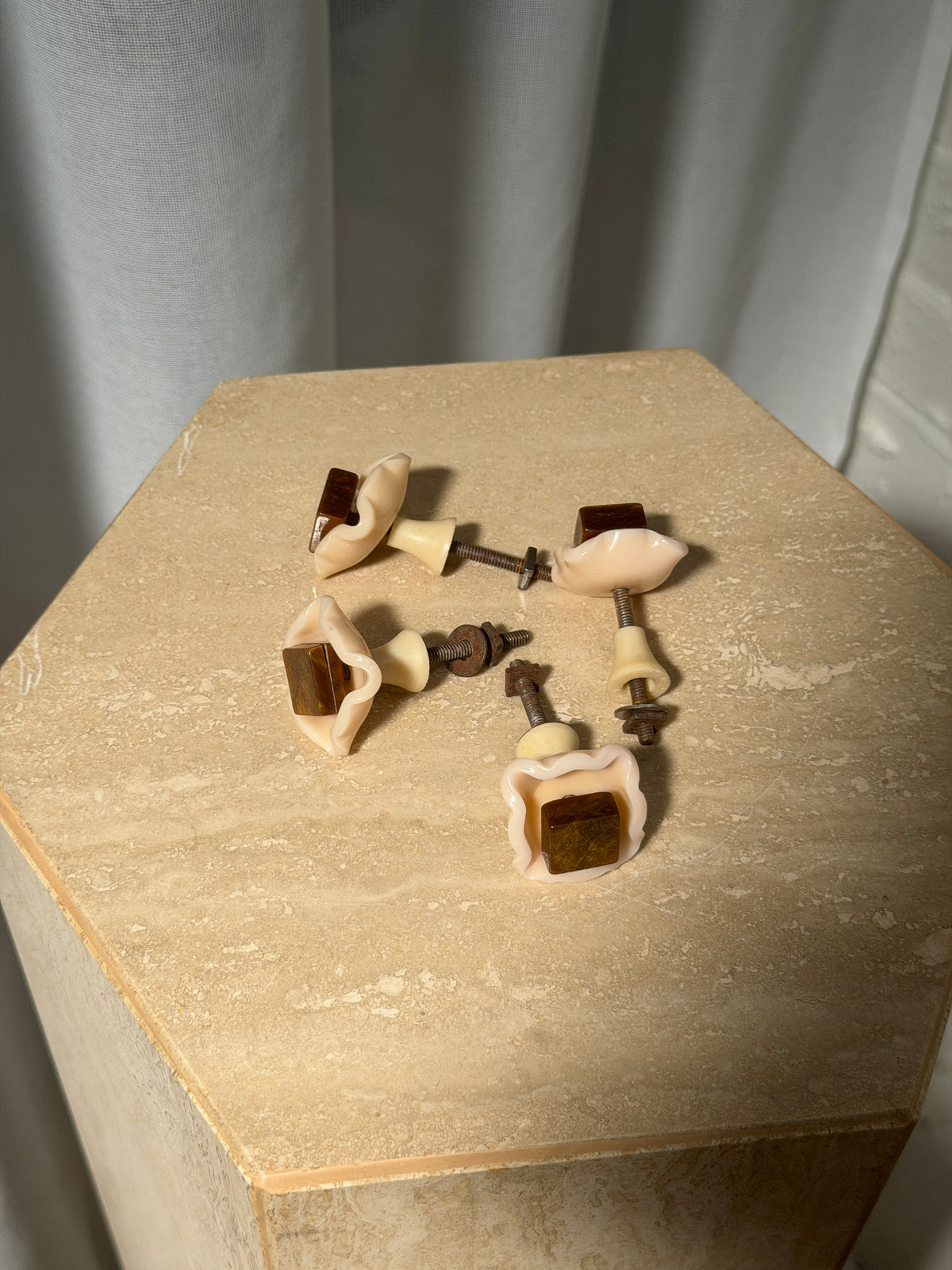 PEARL & BROWN LUCITE KNOBS