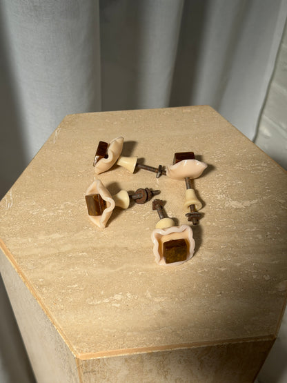 PEARL & BROWN LUCITE KNOBS